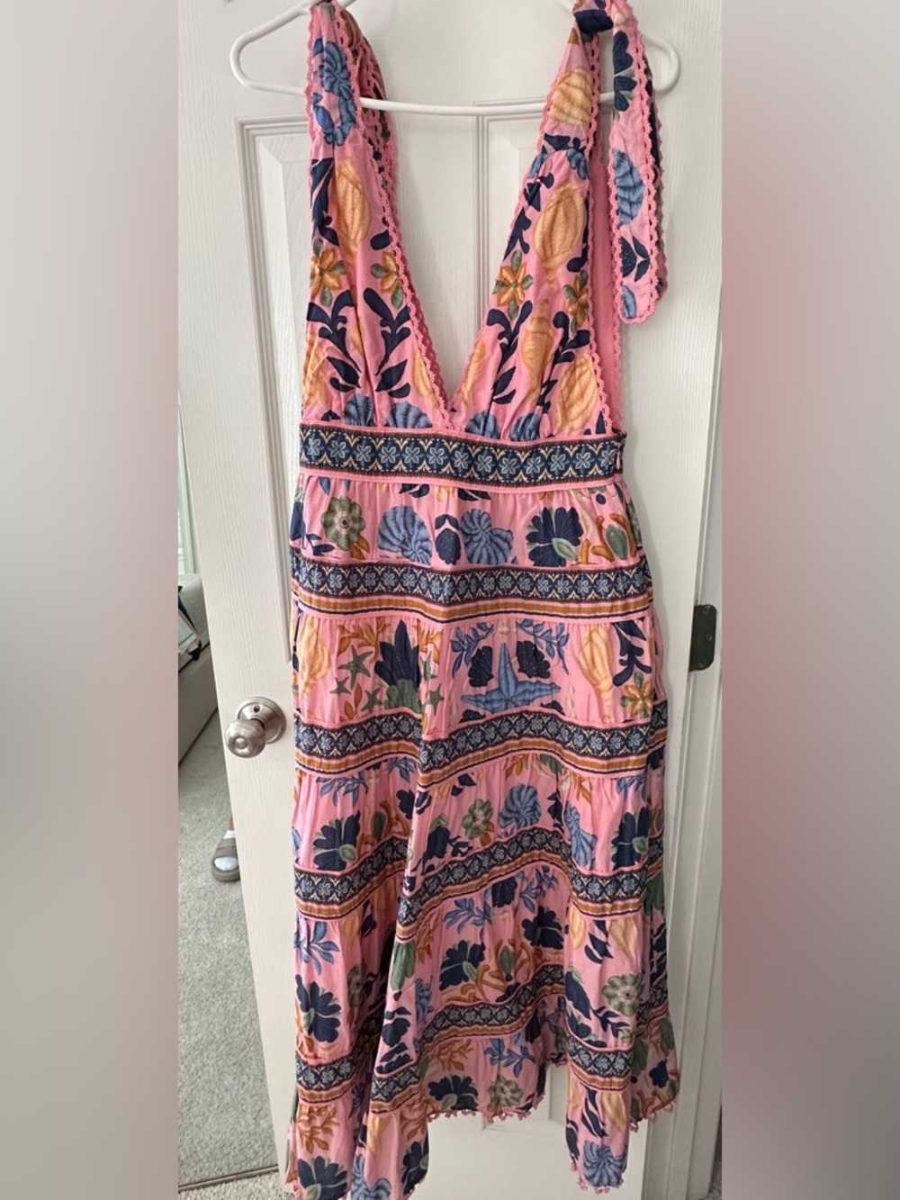Farm Rio Pink Floral Tie-Shoulder Maxi Dress